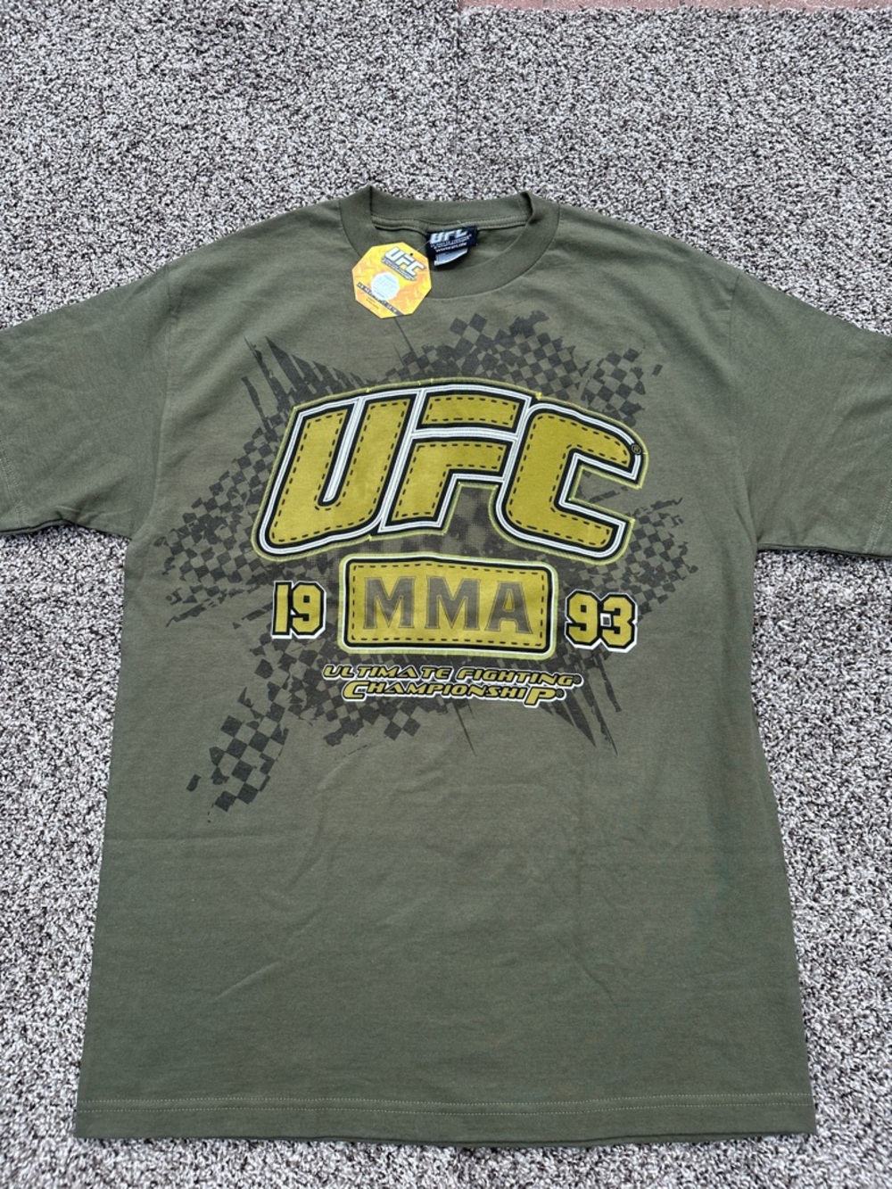 Y2K UFC Olive Green MMA Logo Short Sleeve Tee with tags!